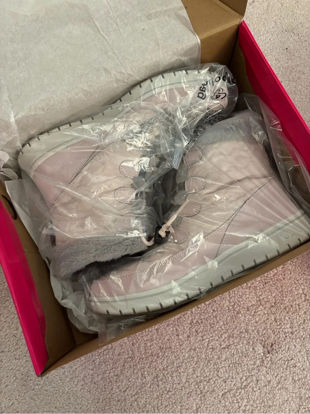 Women’s Ryka Water Repellent Faux-Fur Lace-Up Winter Boots in Blush 8 M